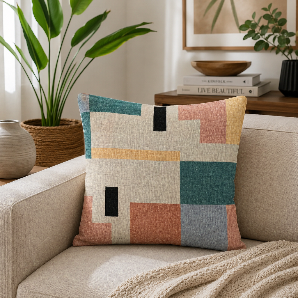 Mosaic Harmony Decorative Cotton Throw Pillow Cover