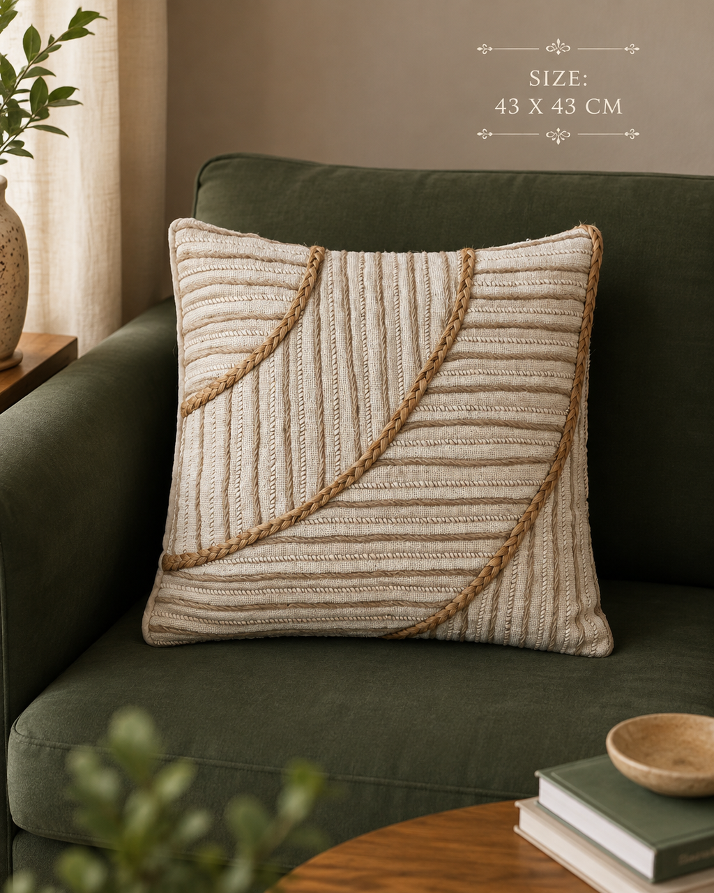 Braided Harmony Embroidered Cushion Cover