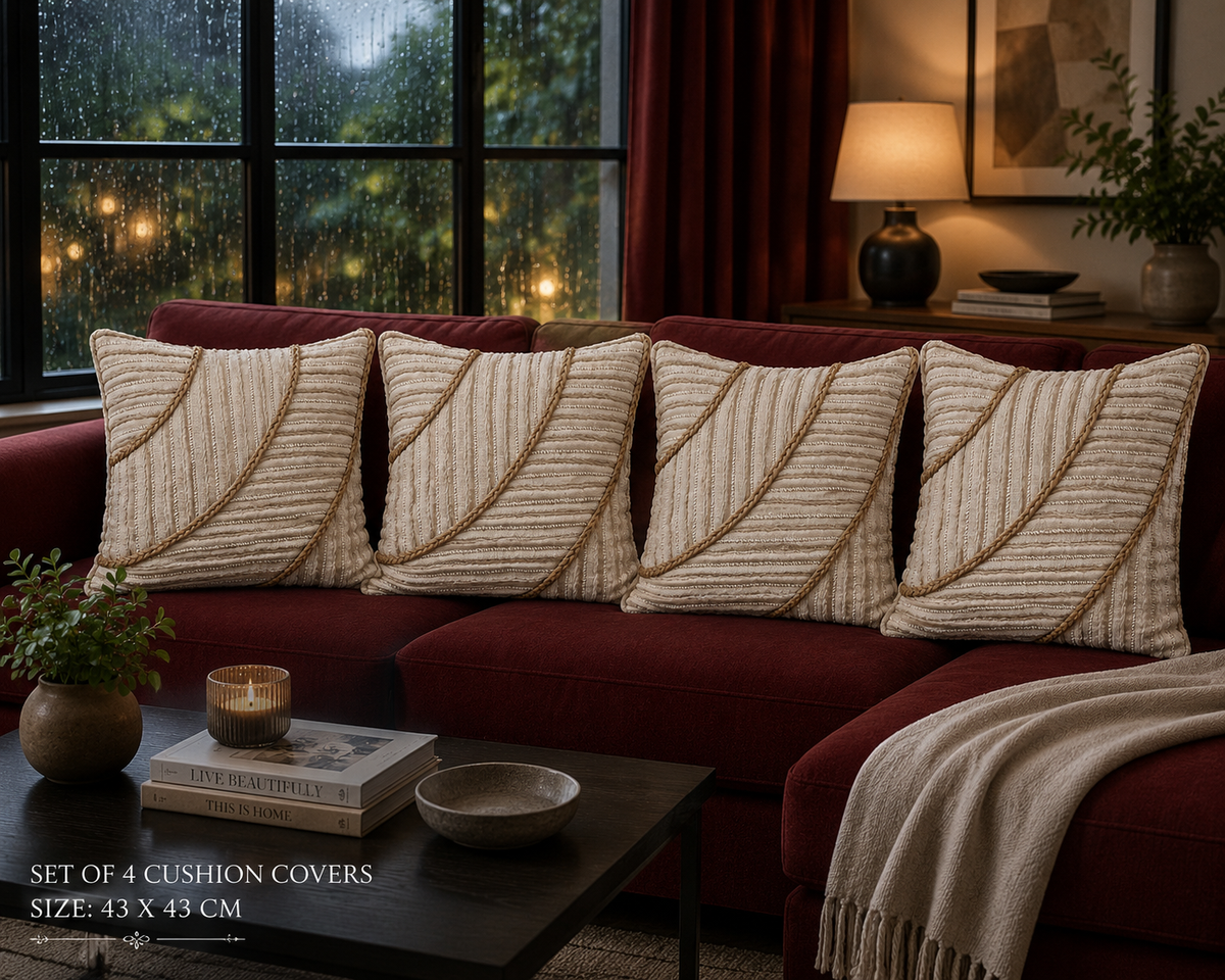 Braided Harmony Embroidered Cushion Cover