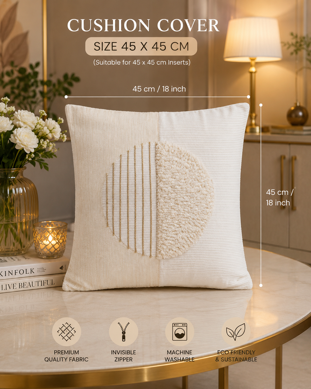 Halo Horizon Tufted Cotton Velvet Cushion Cover
