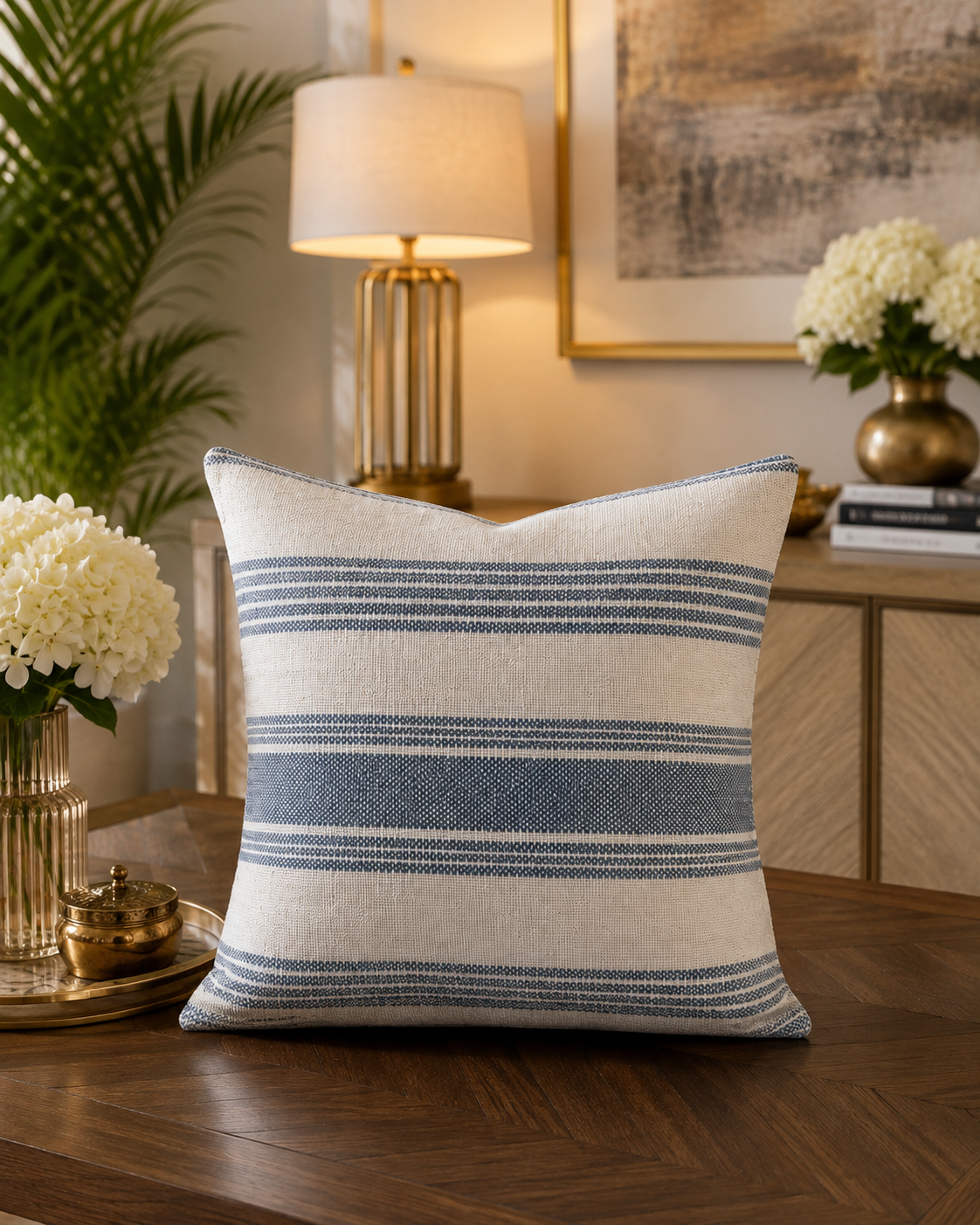 Harbor Stripe Handwoven Cotton Cushion Cover | Textured Striped Design