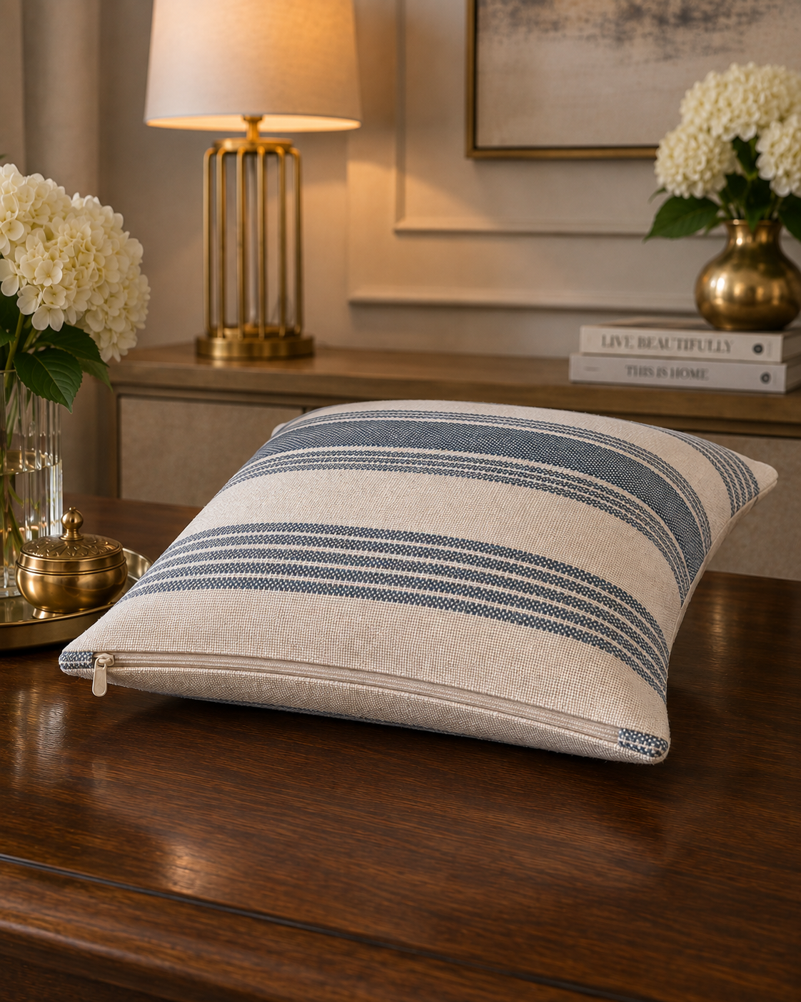 Harbor Stripe Handwoven Cotton Cushion Cover | Textured Striped Design