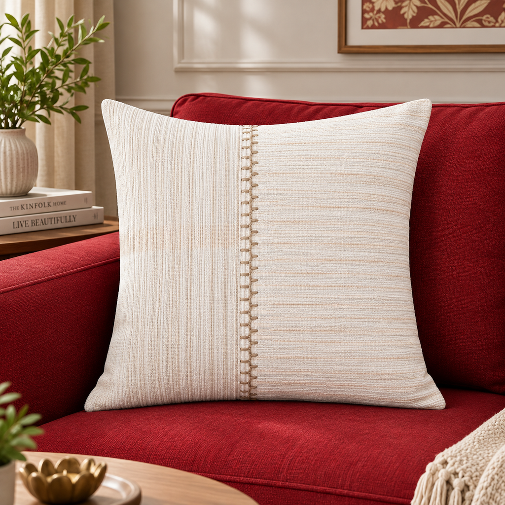 Heritage Stitch Embroidered Cushion Cover