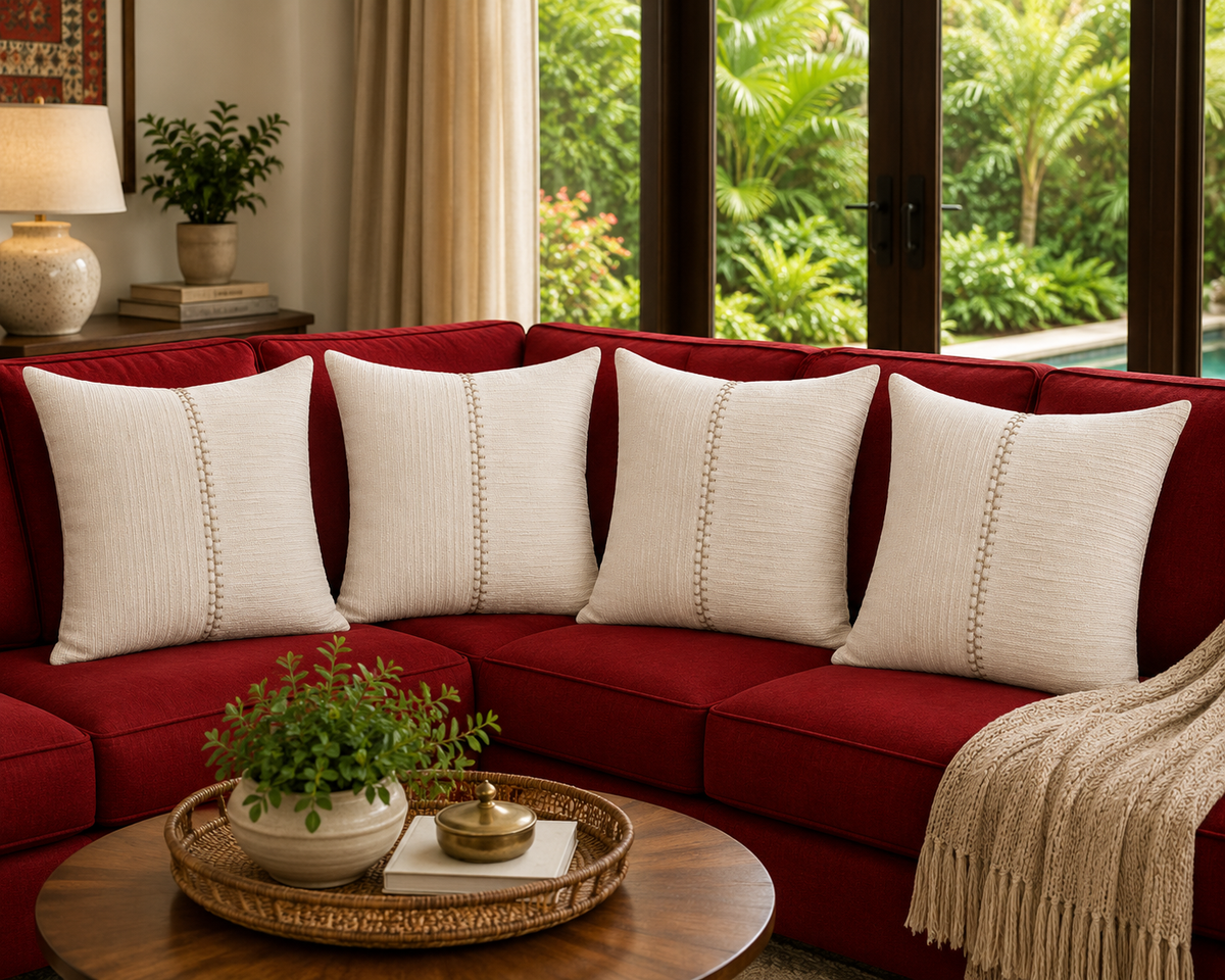 Heritage Stitch Embroidered Cushion Cover