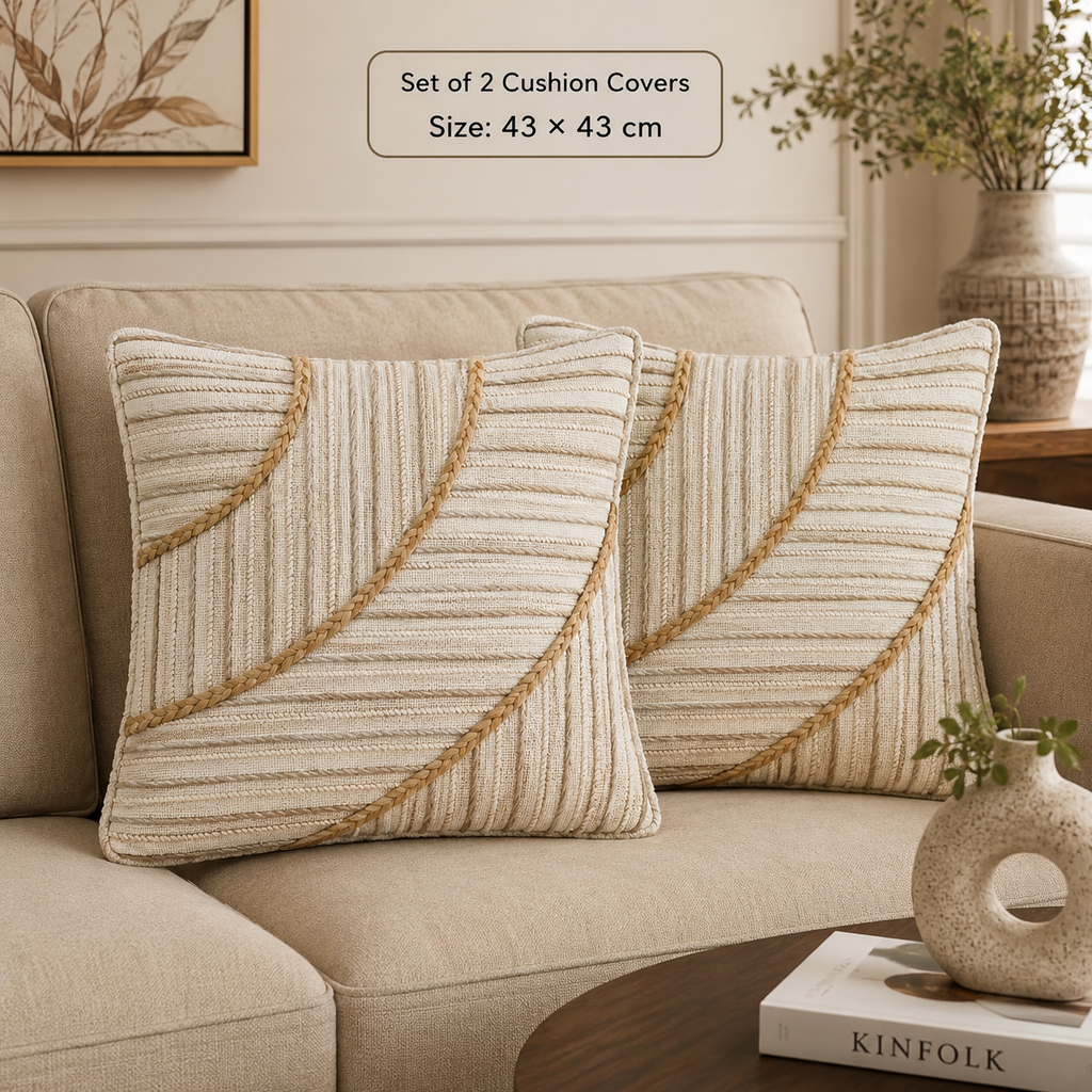 Braided Harmony Embroidered Cushion Cover