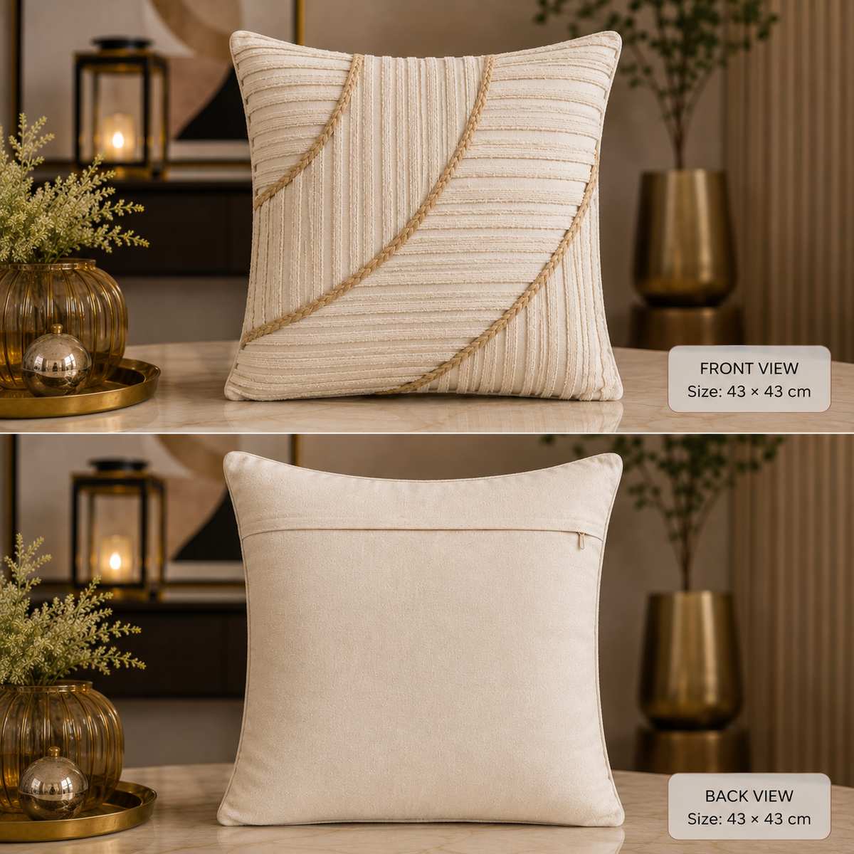 Braided Harmony Embroidered Cushion Cover