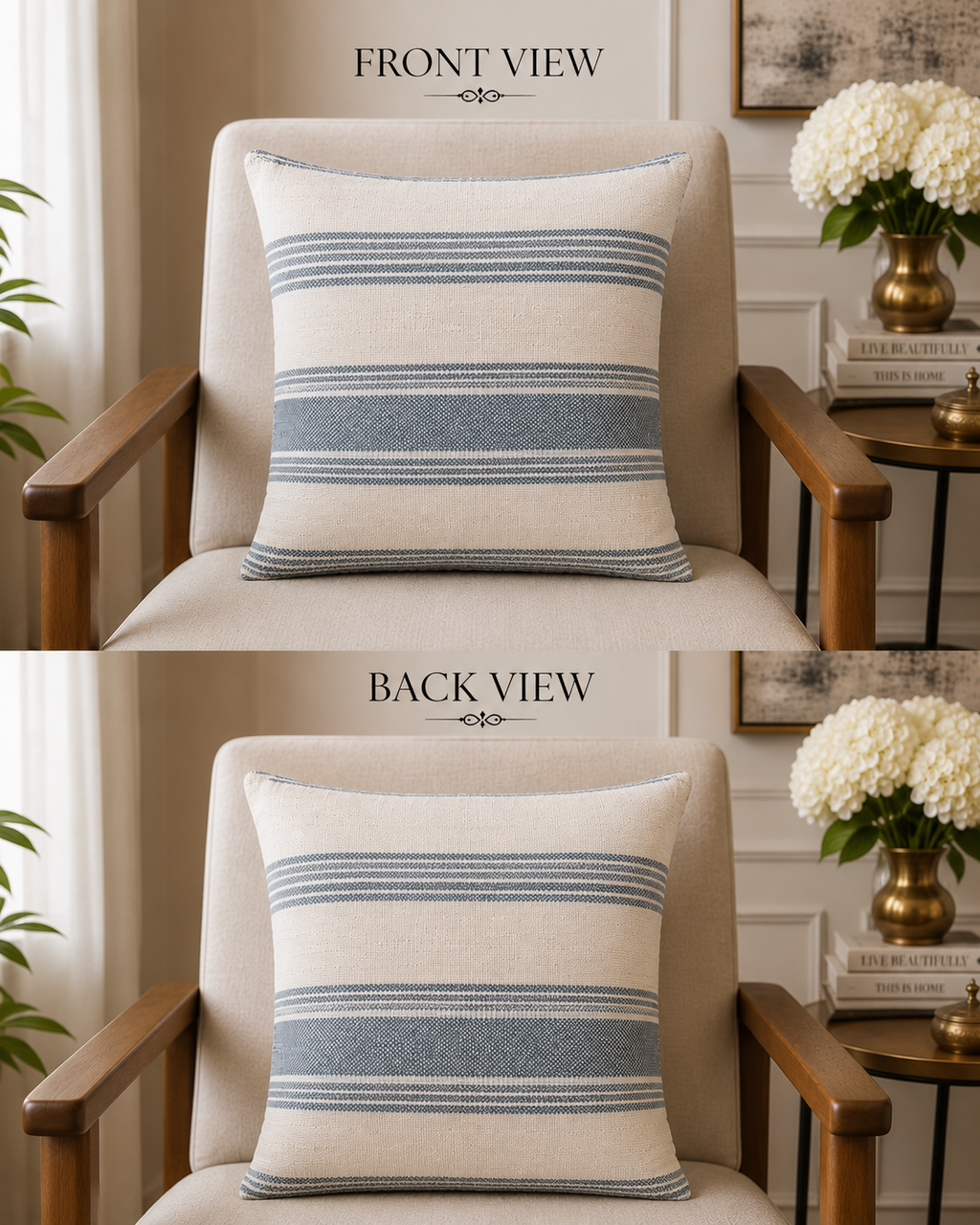 Harbor Stripe Handwoven Cotton Cushion Cover | Textured Striped Design