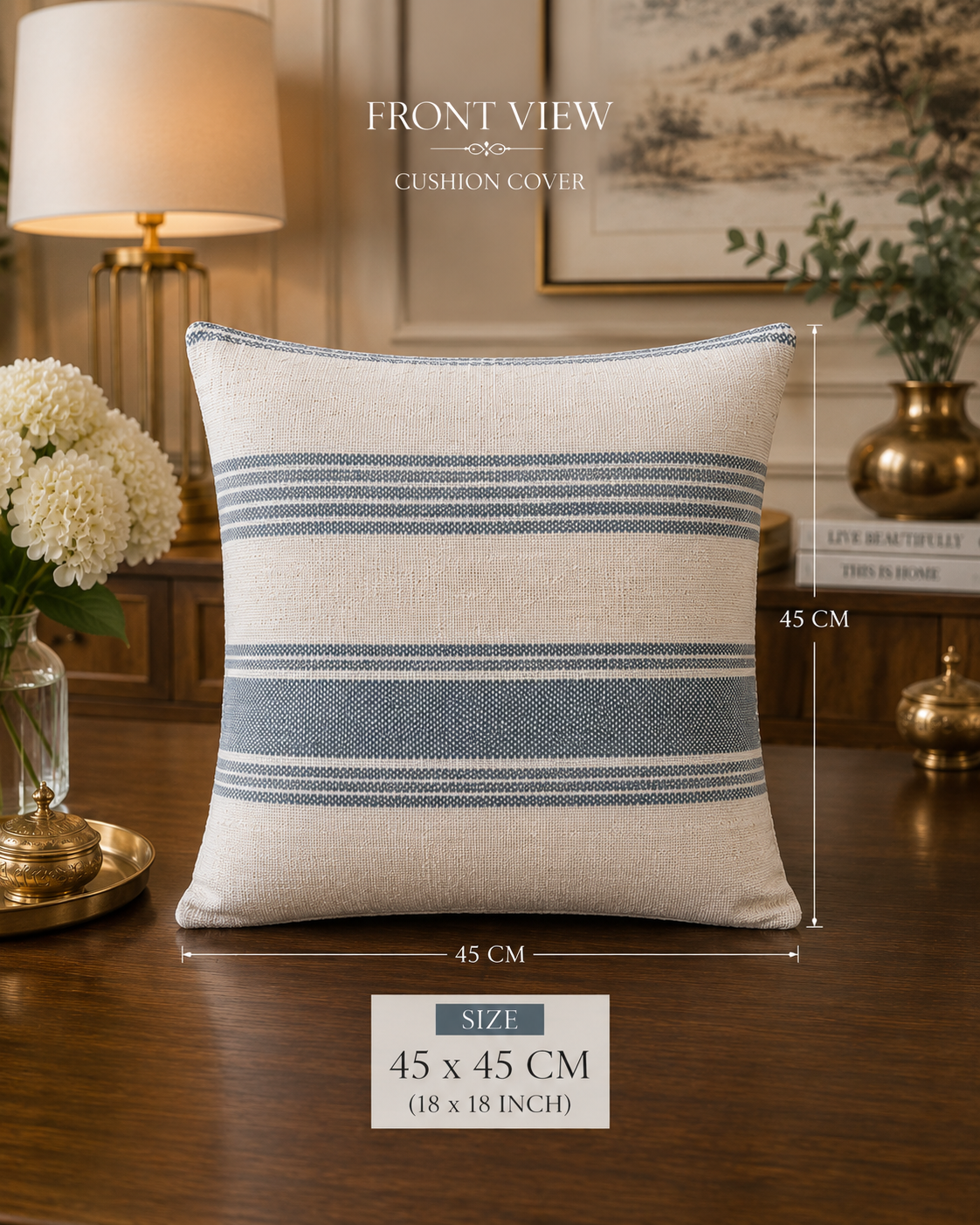 Harbor Stripe Handwoven Cotton Cushion Cover | Textured Striped Design