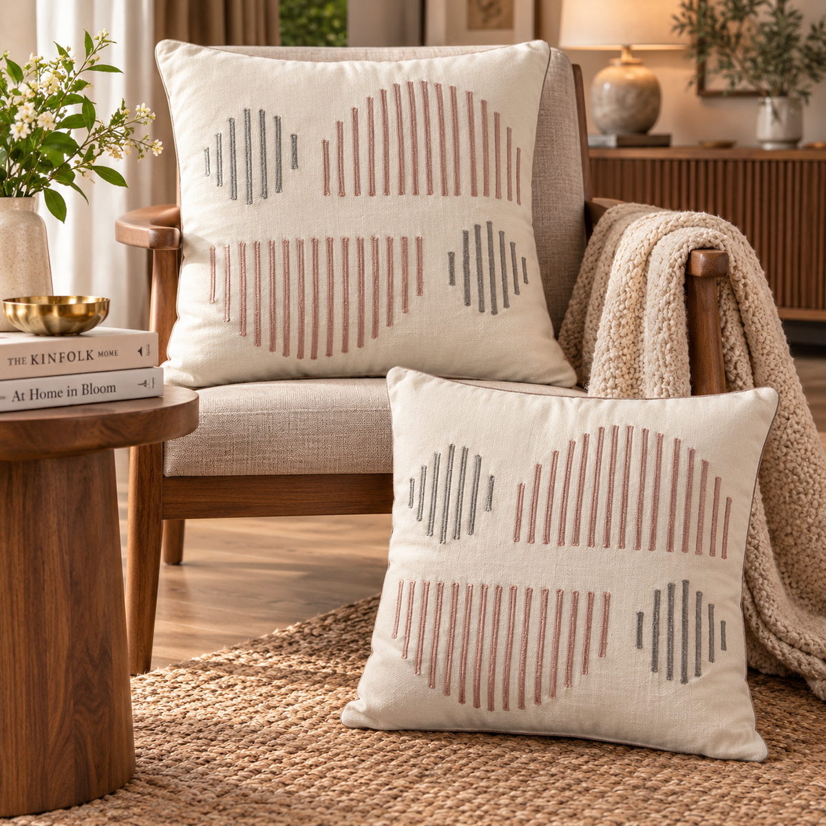 Linear Harmony Handwoven Cushion Cover