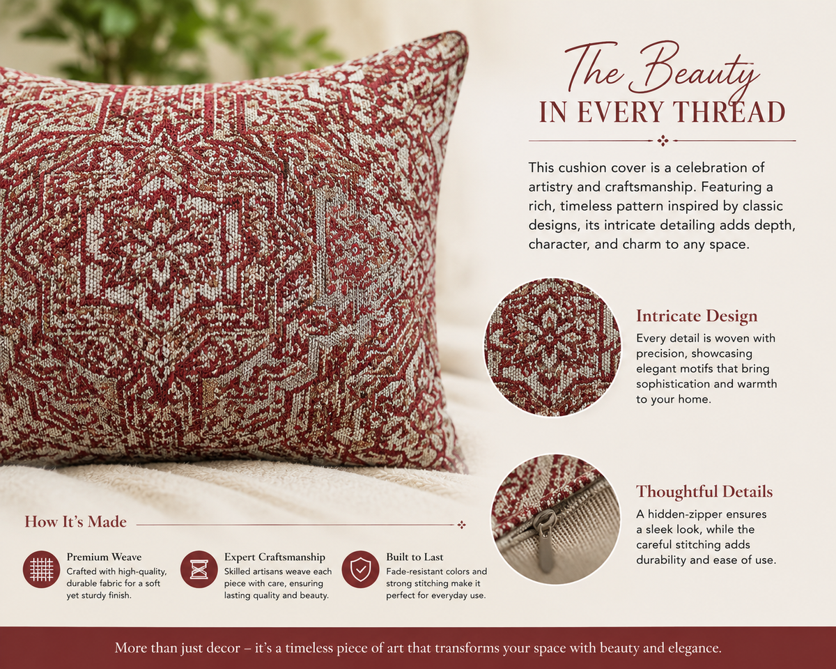 Royal Tapestry Cotton Cushion Covers – Handwoven Indian Design