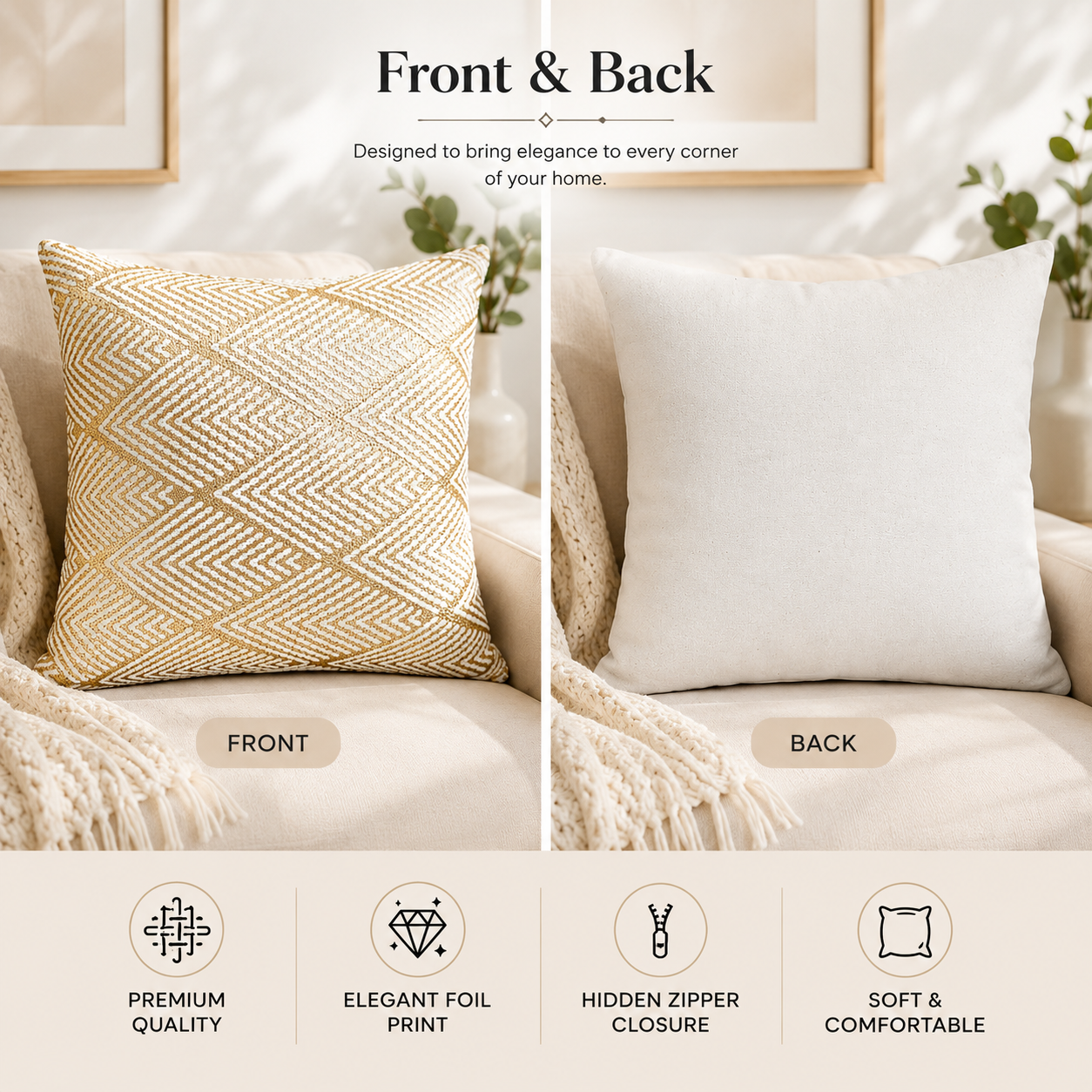 Ornate Foil Luxe Cushion Covers