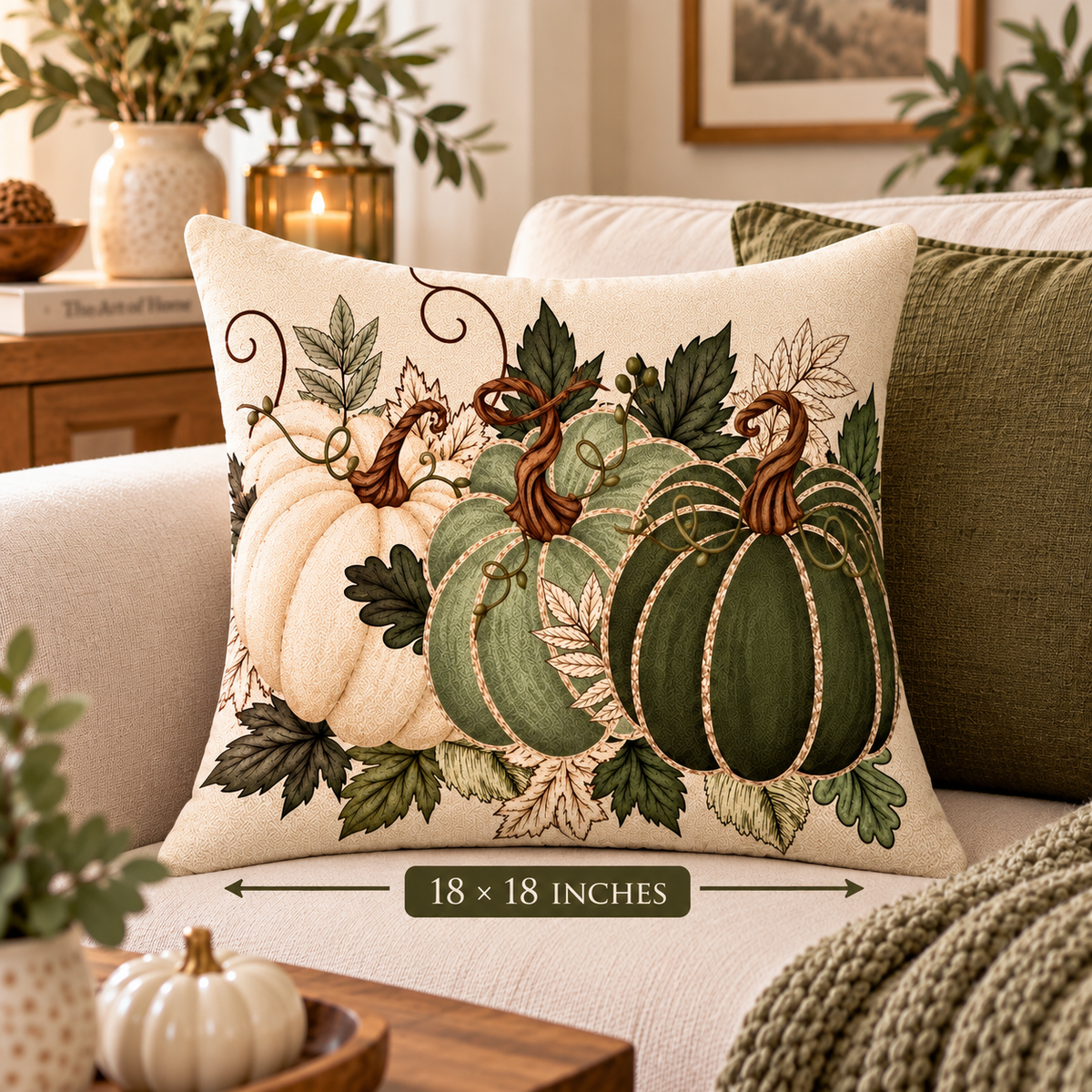 Vintage Harvest Pumpkin Pillow Cover – Rustic Autumn Decorative Throw Pillow - pack of 2