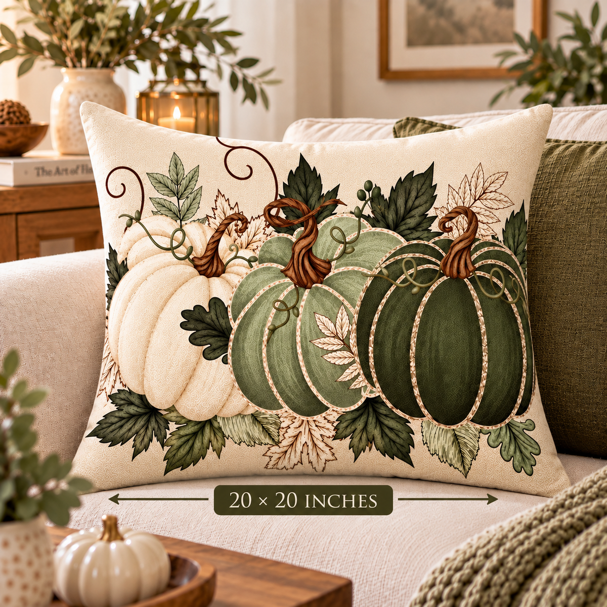 Vintage Harvest Pumpkin Pillow Cover – Rustic Autumn Decorative Throw Pillow - pack of 2