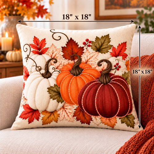 Vintage Harvest Pumpkin Pillow Cover – Rustic Autumn Decorative Throw Pillow - pack of 2