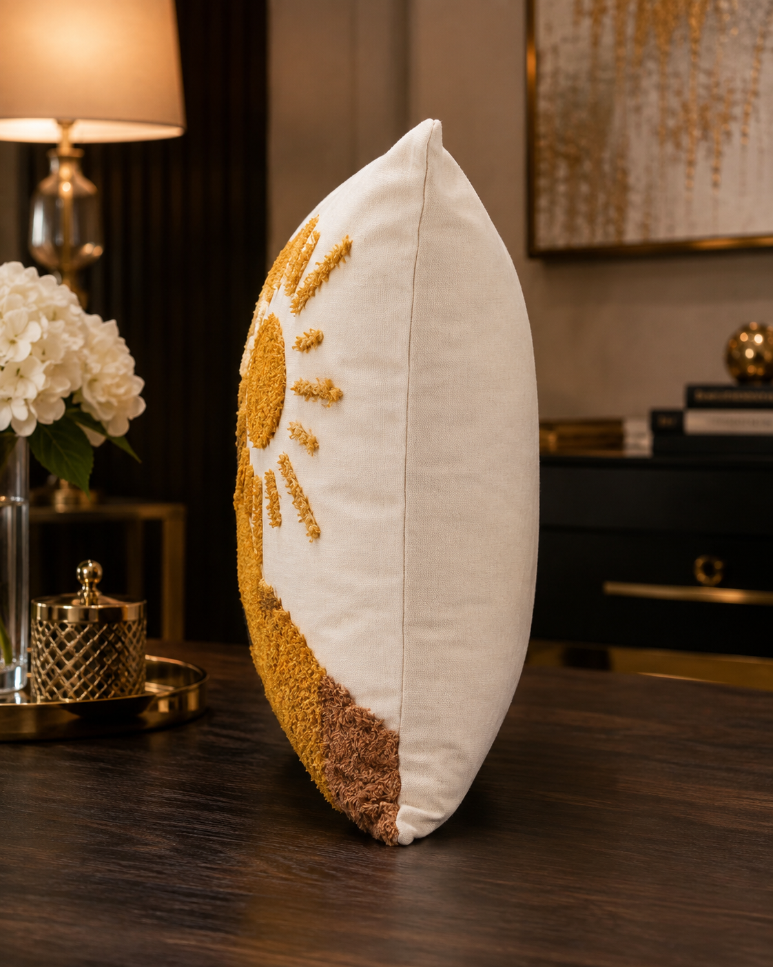 Desert Sunrise Tufted Decorative Cotton Cushion Cover