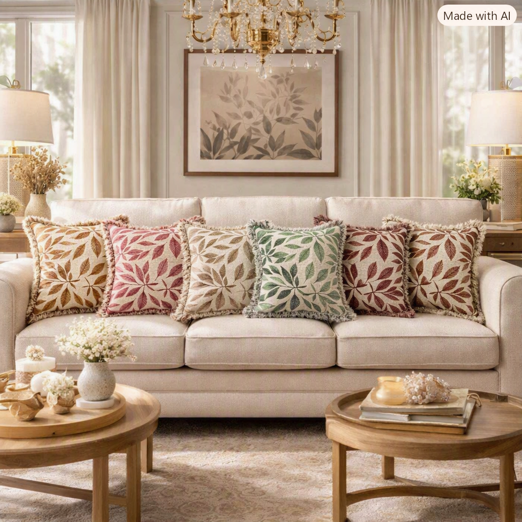 Whispering Petals Cotton Blend Cushion Cover