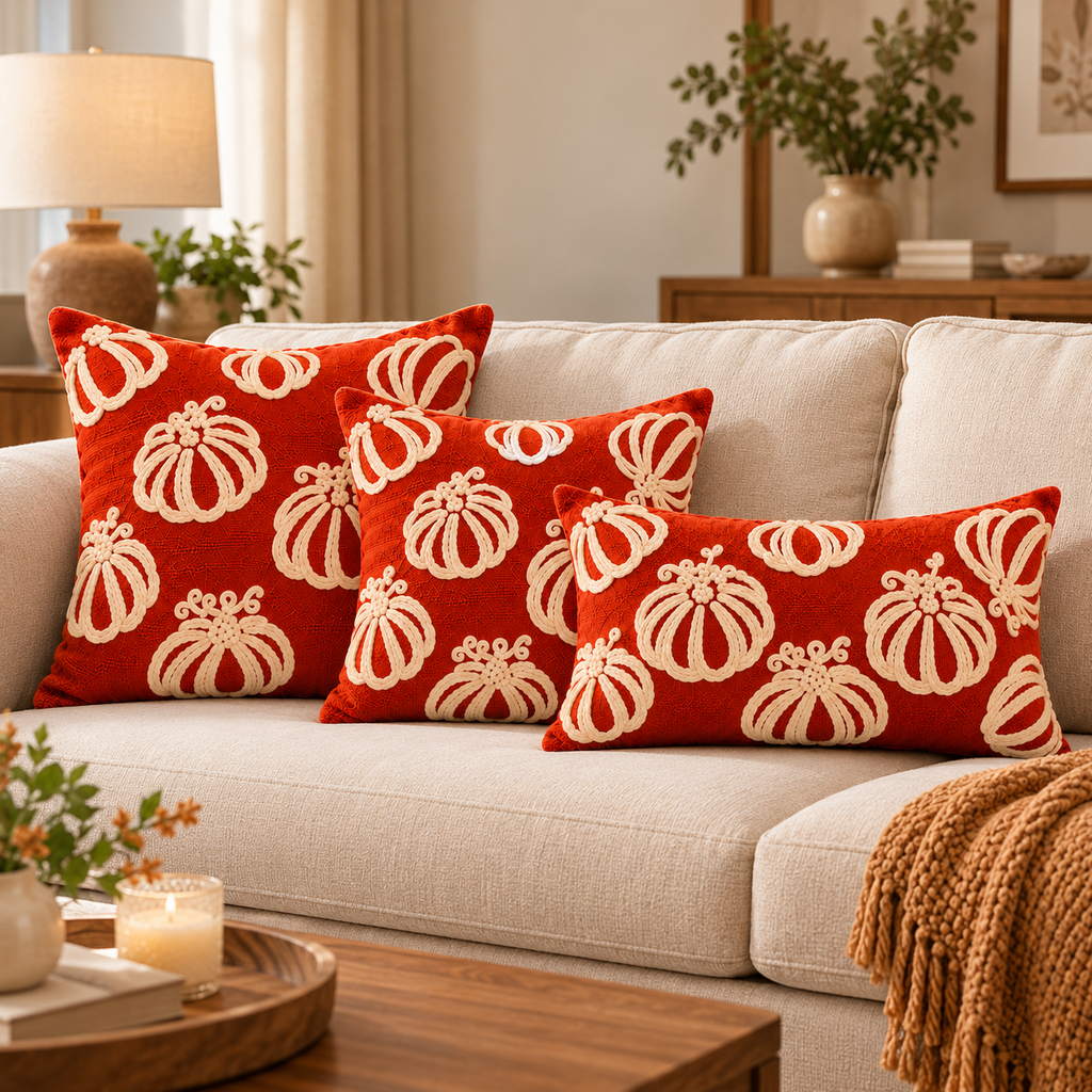 Pumpkin Fall Pillow Covers – Autumn Harvest Decorative Throw Pillow Covers - pack of 2