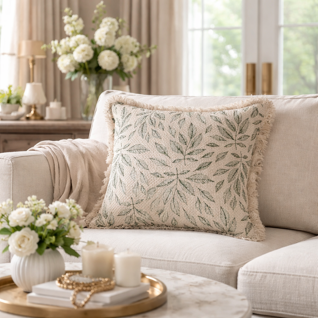Forest Whisper Organic Cotton Slub Cushion Cover