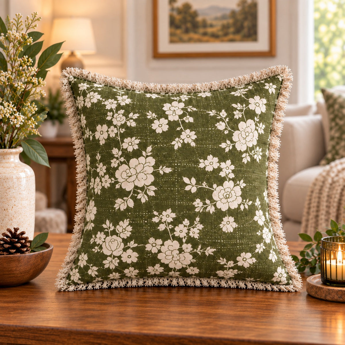 Botanique Double Layer Cotton Cushion Cover – Hand Block Printed