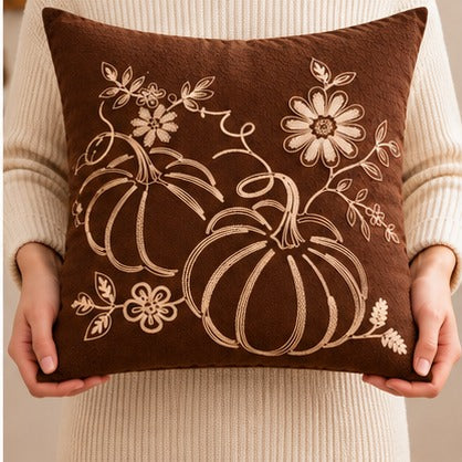 Pumpkin Harvest Throw Cushion Cover – Autumn Fall Decorative Accent Pillow - pack of 2