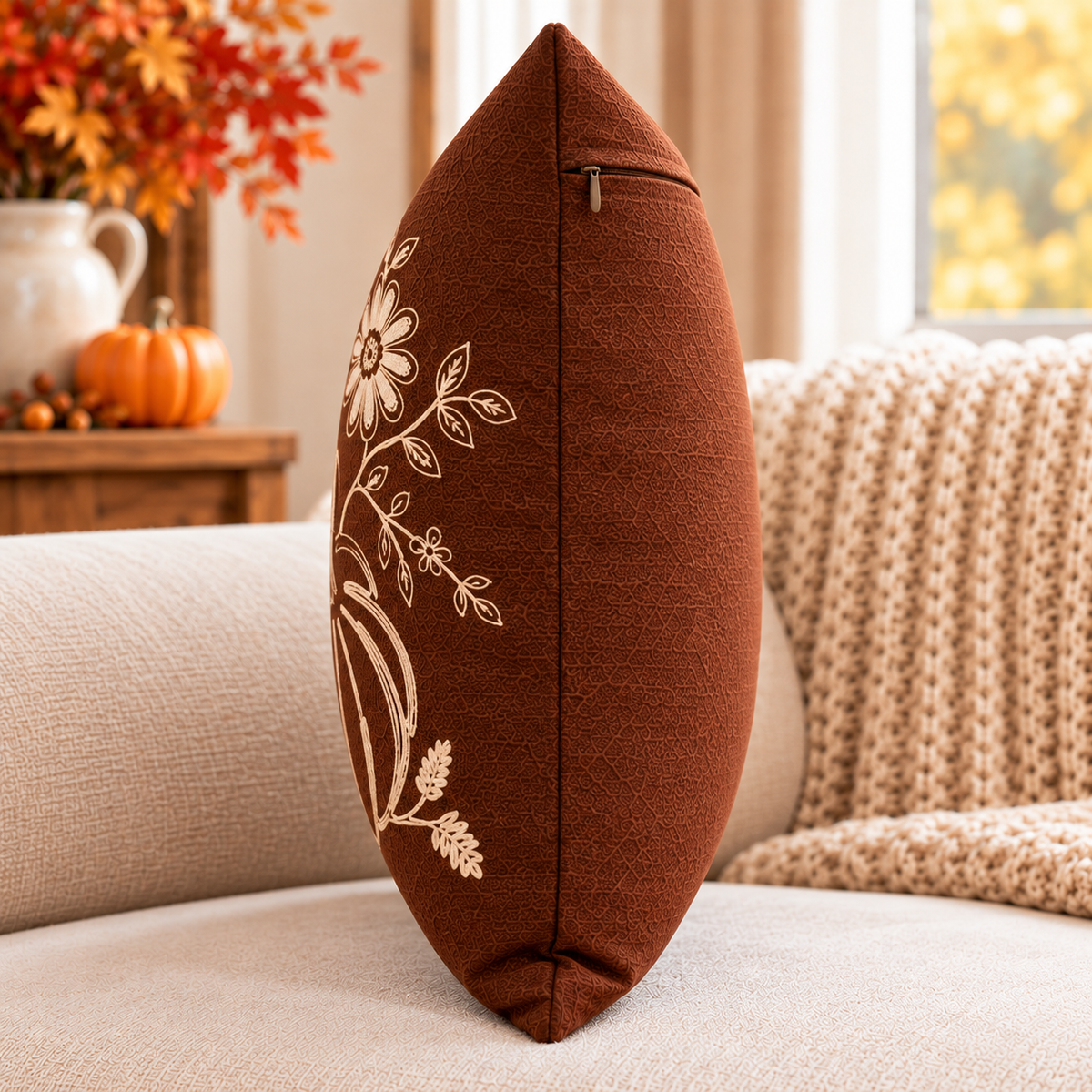 Pumpkin Harvest Throw Cushion Cover – Autumn Fall Decorative Accent Pillow - pack of 2