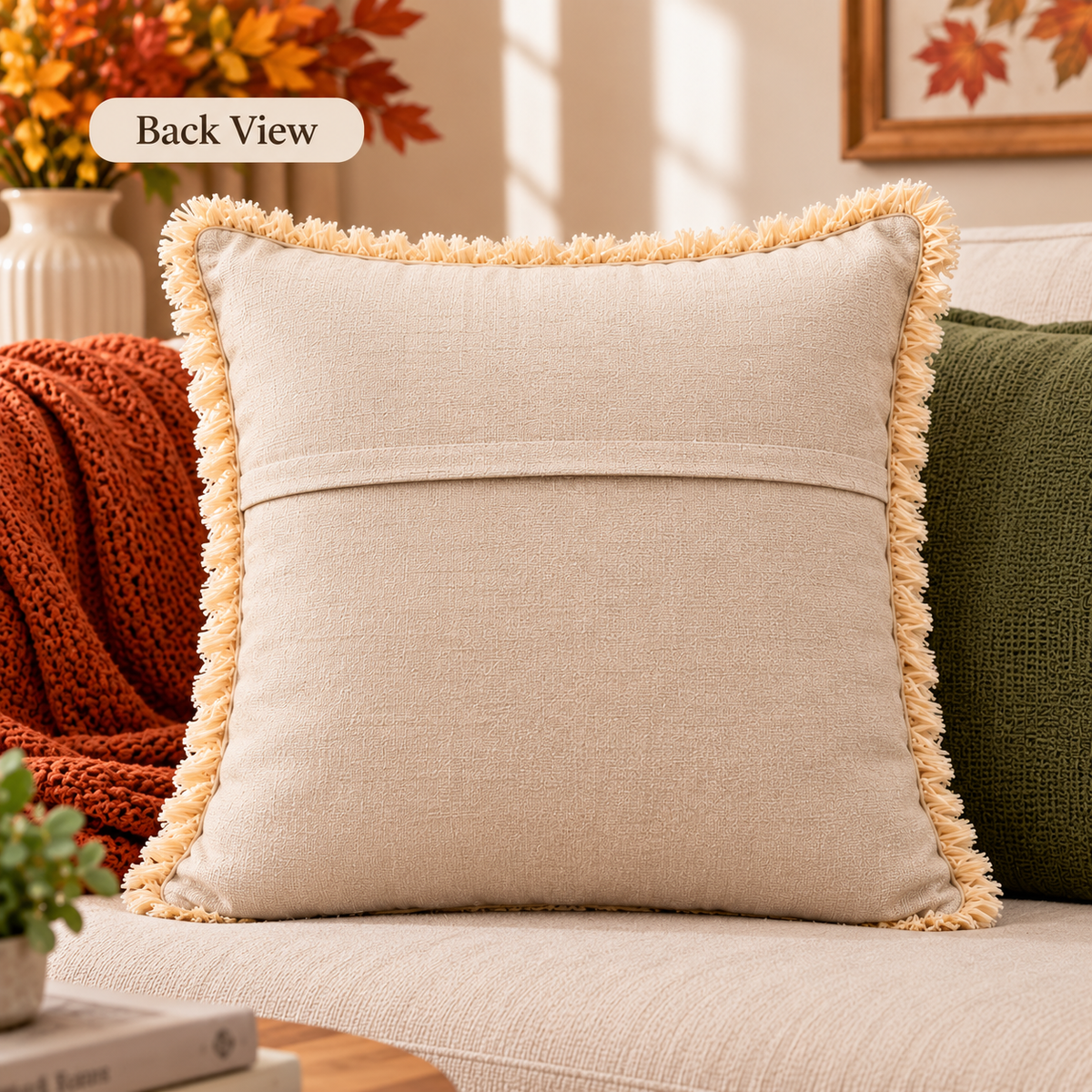 Autumn Pumpkin Beaded Decorative Pillow Covers – Pack of 2