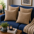 Umber Mist Hand-Embroidered Cushion Cover