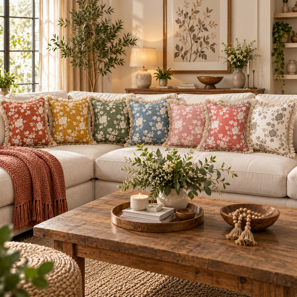 Botanique Double Layer Cotton Cushion Cover – Hand Block Printed