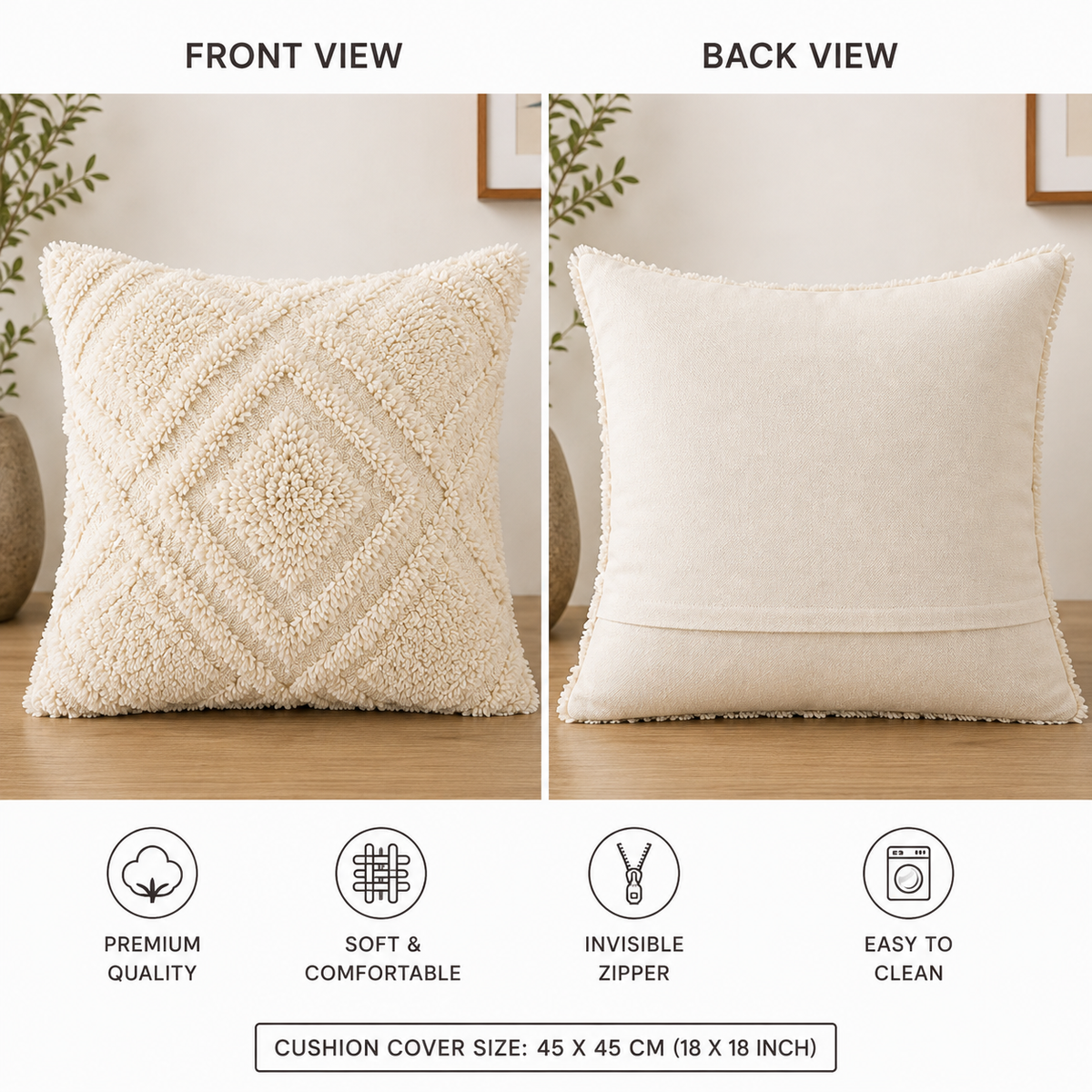 Diamond Drift Tufted Cushion Cover