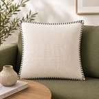 Ivory Grace Embroidered Cotton Cushion Cover