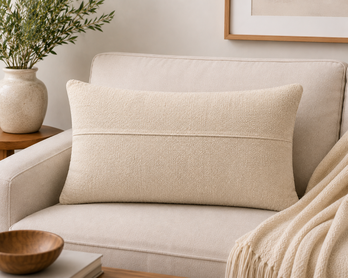 Sage Reverie Textured Cotton-Jute Cushion Cover