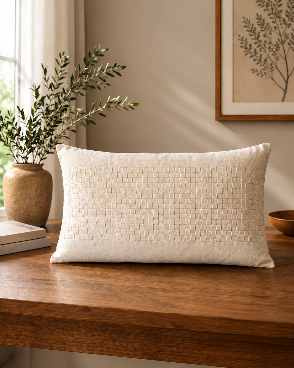 Artisan Weave Handwoven Cotton Throw Pillow Cover