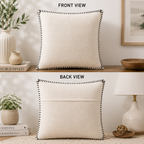 Ivory Grace Embroidered Cotton Cushion Cover