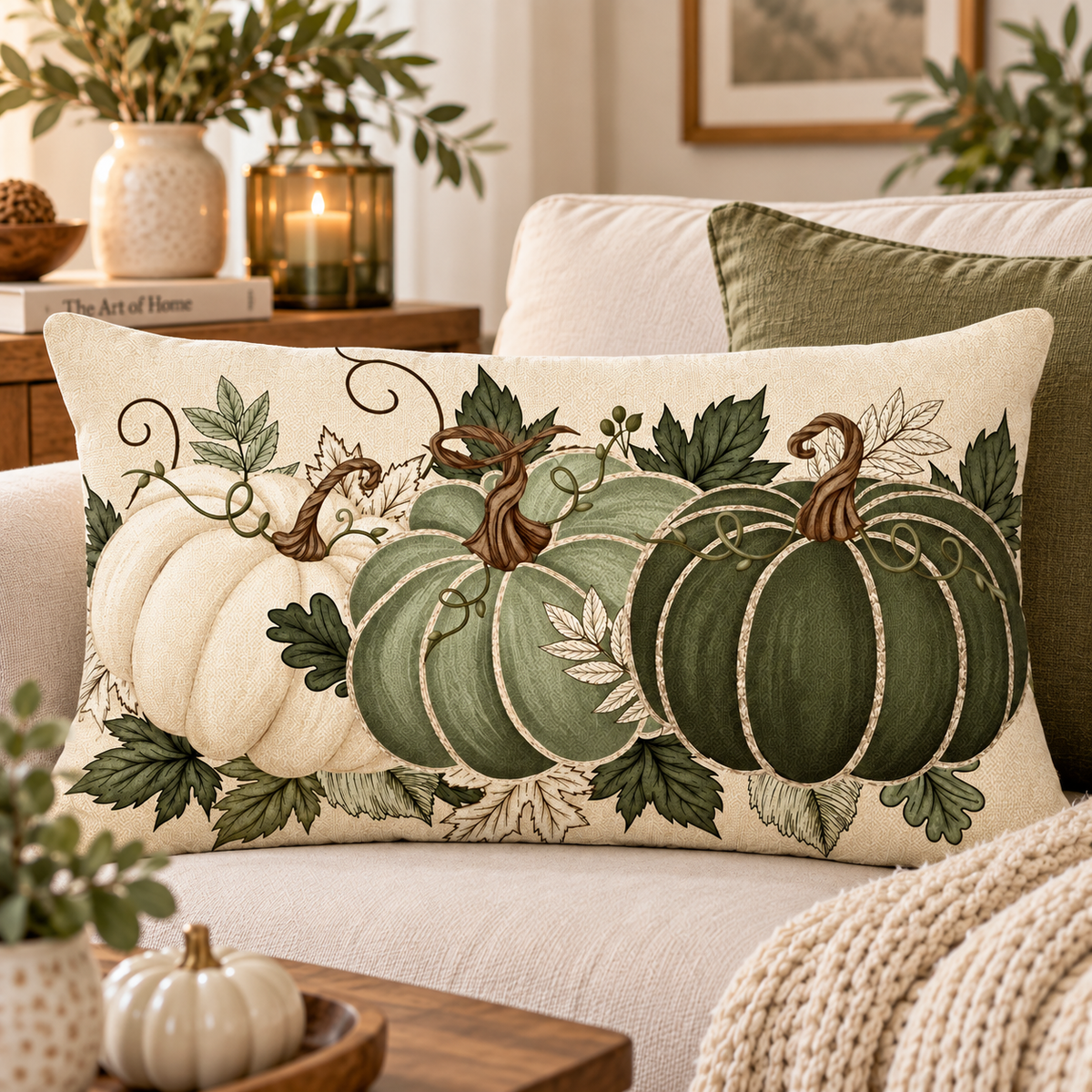 Vintage Harvest Pumpkin Pillow Cover – Rustic Autumn Decorative Throw Pillow - pack of 2