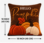 Hello Pumpkin Fall Embroidered Throw Pillow Cover – Autumn Harvest Décor- pack of 2