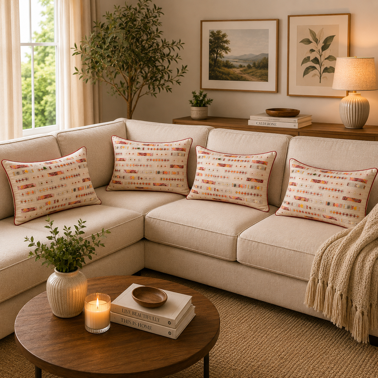 Karigar Coral Loom Cushion
