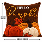 Hello Pumpkin Fall Embroidered Throw Pillow Cover – Autumn Harvest Décor- pack of 2