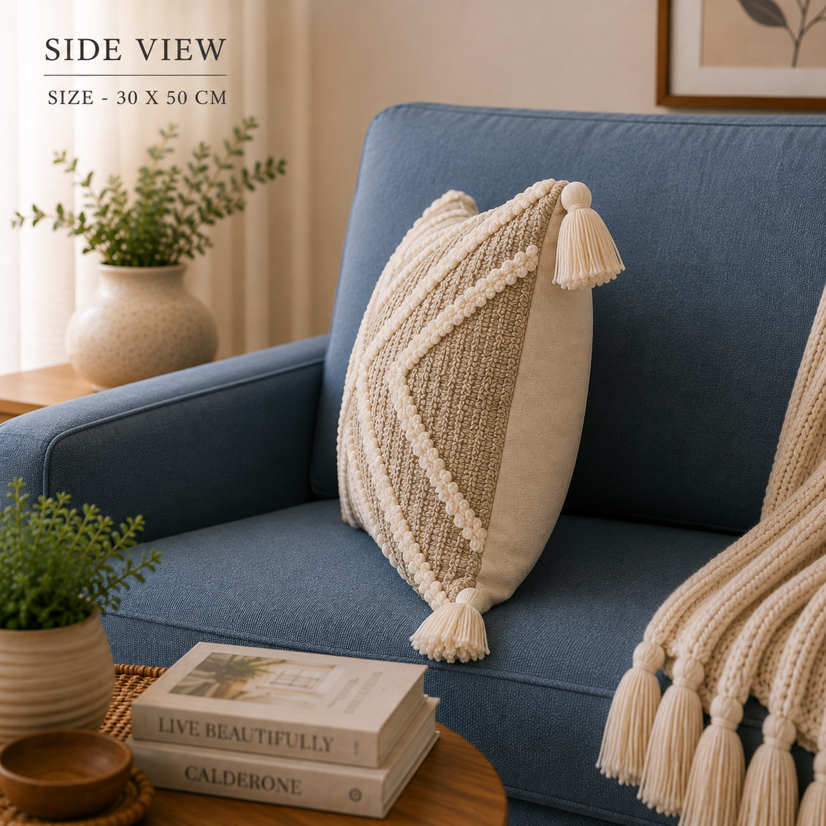 Sandstone Diamond Tufted Cotton Blend Cushion Cover