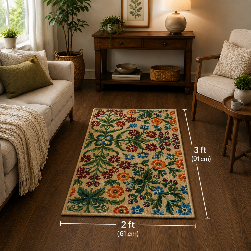 Floral Folk Art Area Rug