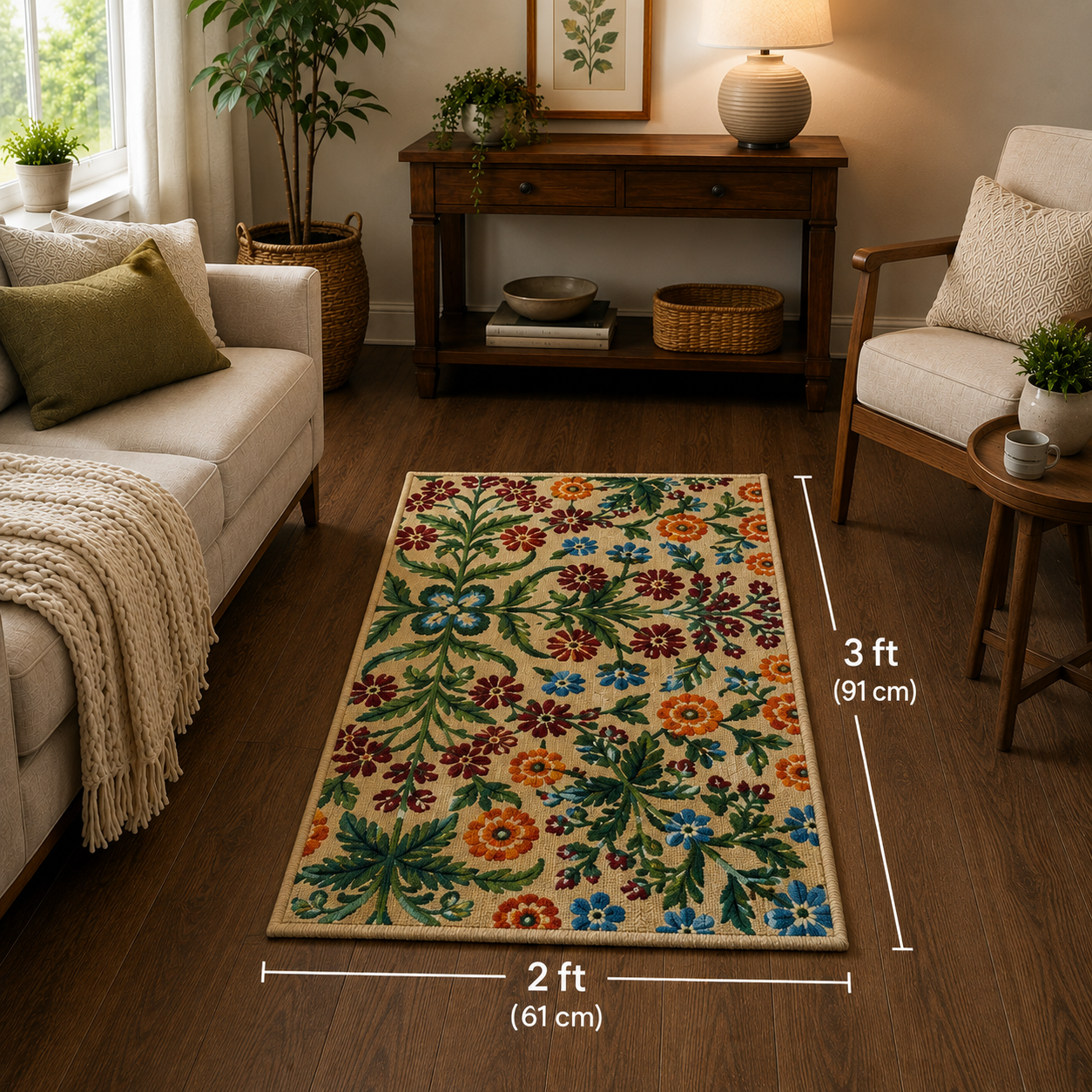 Floral Folk Art Area Rug