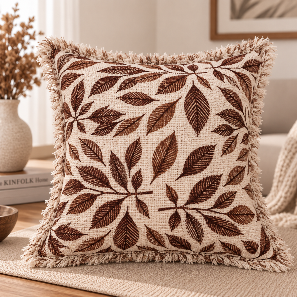 Whispering Petals Cotton Blend Cushion Cover