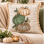 Autumn Pumpkin Beaded Decorative Pillow Covers – Pack of 2