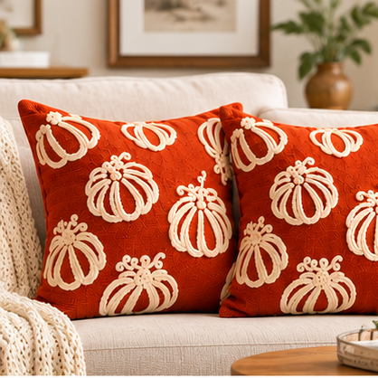 Pumpkin Fall Pillow Covers – Autumn Harvest Decorative Throw Pillow Covers - pack of 2