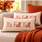 Fall Y’all Lumbar Cushion Cover – Autumn Decorative Accent Pillow -pack of 2
