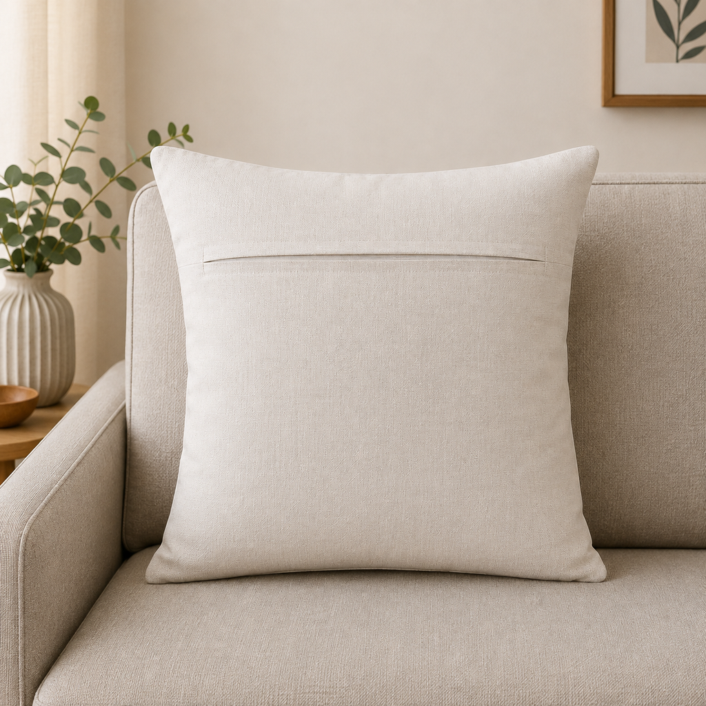 Ivory Cloud Cotton Blend Textured Cushion Cover