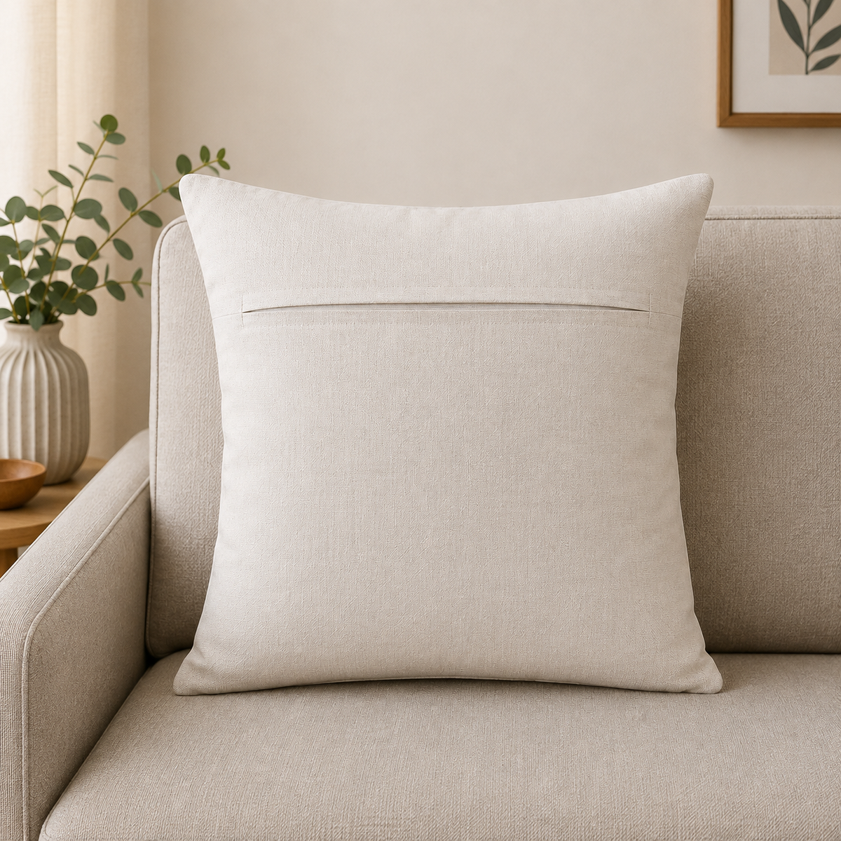 Ivory Cloud Cotton Blend Textured Cushion Cover