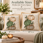Autumn Pumpkin Beaded Decorative Pillow Covers – Pack of 2