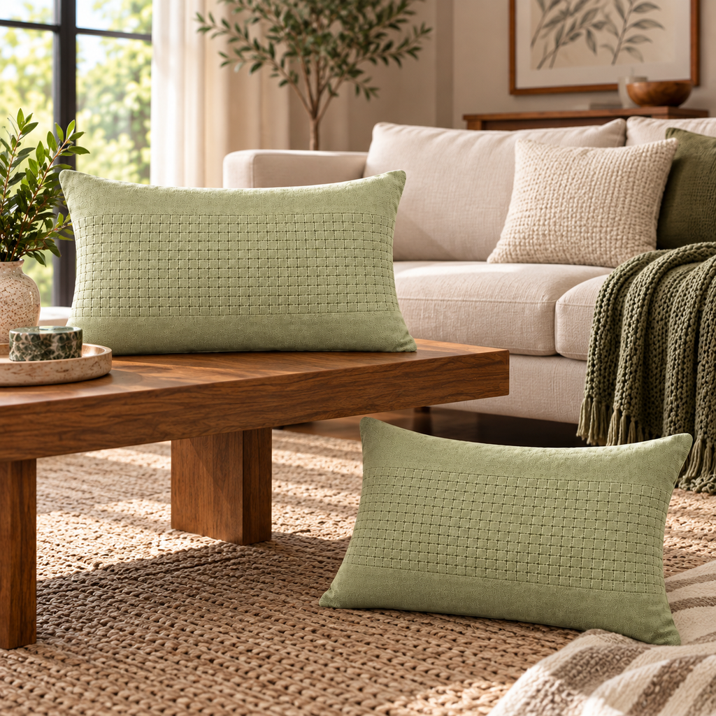 Artisan Weave Handwoven Cotton Throw Pillow Cover