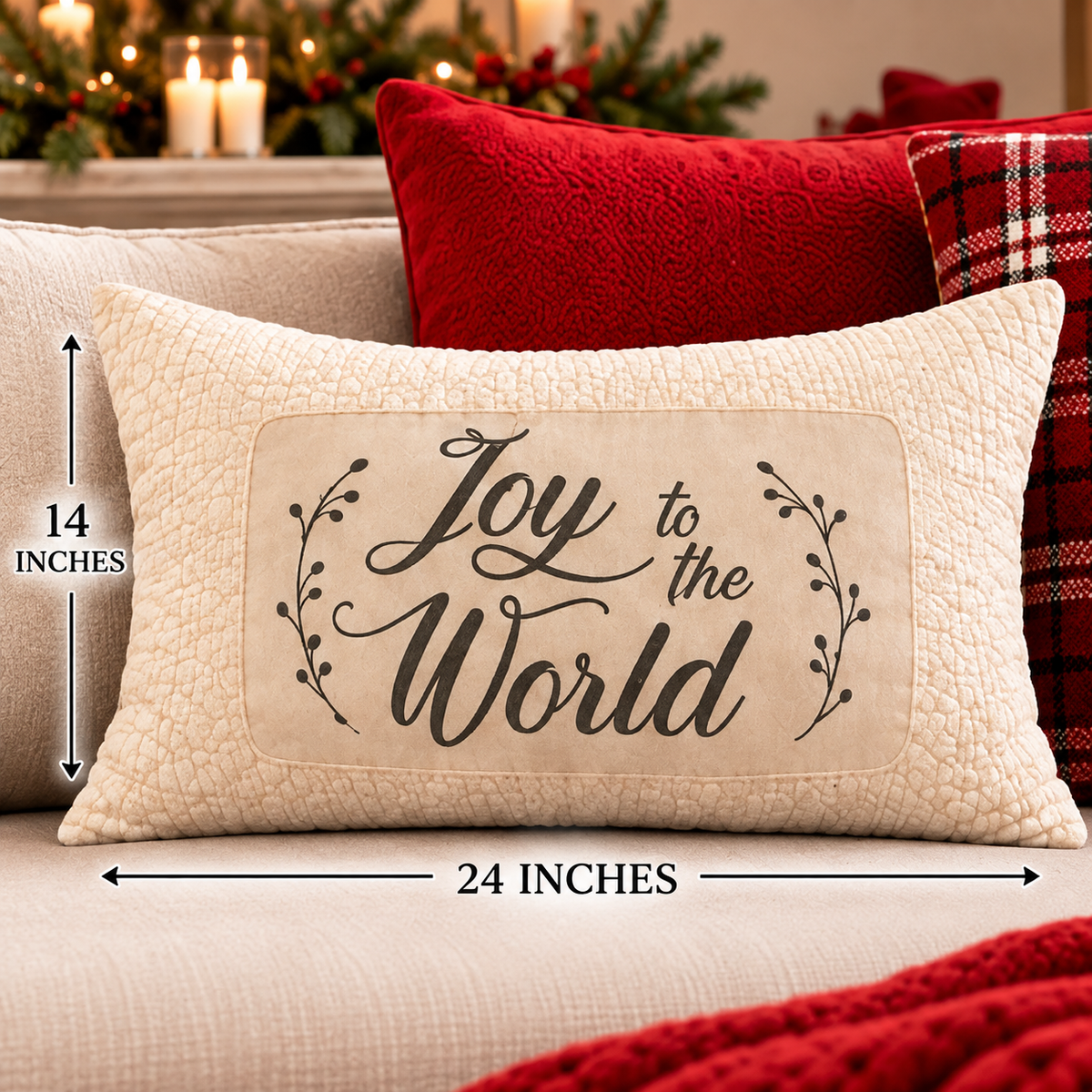 Joyful Noel Christmas Lumbar Pillow Cover – Festive Holiday Decorative Accent Pillow- pack of 2