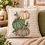 Autumn Pumpkin Beaded Decorative Pillow Covers – Pack of 2
